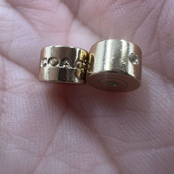 Coach Earrings Women's Oval Rhinestone Swarovski Crystal Stud Gold Tone New Gift - Picture 9 of 9